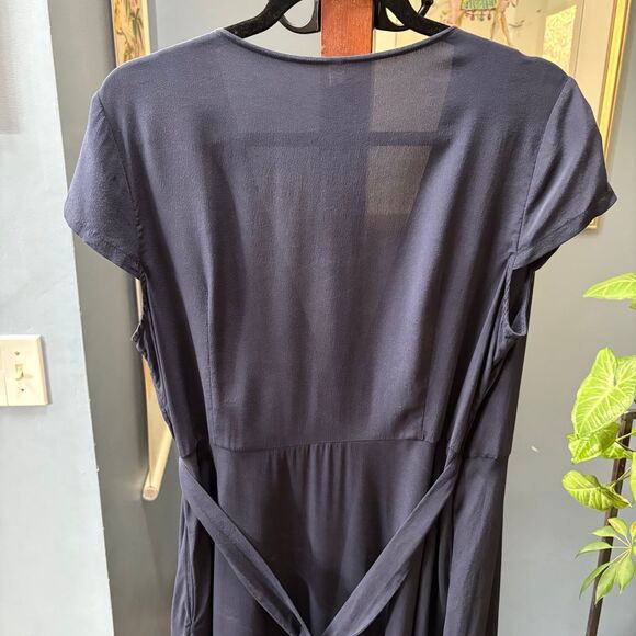 LILYSILK Figure Flattering 100% Silk Wrap Dress in Navy size XL US 14-16 - Picture 10 of 13